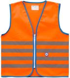 Wowow Veiligheidshesje kind met rits EN 1150 - Fun Fietsjas - Maat S - Unisex - oranje/blauw/zilver
