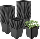 GARRONDA Set van 50 vierkante kunststof kweekpotten met drainagegaten voor tuin (Zwart, 14 x 14 x 14 cm (2L))