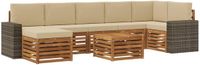 vidaXL - Acacia Hout Loungeset Hoekbank 7-zits Natuurlijk en Beige