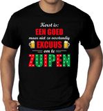 Bellatio Decorations Shoppartners Bv Grote maten Kerst goed excuus om te zuipen fout t-shirt - zwart - heren - XXXL