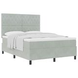 vidaXL Boxspring bed met matras Lichtgrijs 160 x 200 cm Fluweel