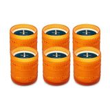 Spaas 6x Geurloze Kaars in Marrakesh glas, ±55 uur - oranje