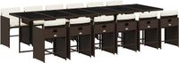vidaXL 13-delige Tuinset met Kussens Poly Rattan Bruin