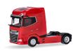 Herpa vrachtwagen model DAF XG+ facelift trekker 2-assig, rood, schaal 1:87, voor diorama, modelbouw, verzamelobject, Made in Germany, kunststof
