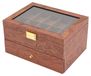 Boîte à montres - Coffret de rangement pour montres, en bois - 20 compartiments, 2 niveaux - Couvercle en verre, résistant à la poussière - Doublure en velours - 29×21,5×16 cm - Bois