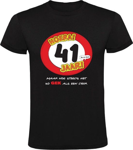Sol's Heren T-shirt - 41 jaar - Zwart - Katoen - Grappig verjaardagscadeau