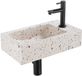 Saniclass Fuente fonteinset – rechthoekig – 40x22x10 cm – natuursteen beige – mat zwarte kraan