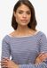 Superdry Bardot Off-shoulder Top Dames Lange Mouwen Shirts Mariner Navy Stripe EU44