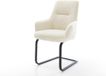 DELIFE Chaise de salle à manger Zelia-Flex avec accoudoir, tissu teddy beige, piètement en métal