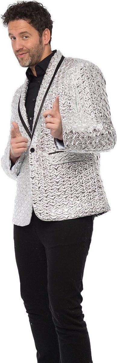 partychimp Colbert Heren Polyester Zilver Maat S