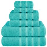 American Soft Linen Premium, Luxe Hotel & Spa, 6-delige handdoekenset, Turks katoen voor maximale zachtheid en absorptie, (turkooisblauw)