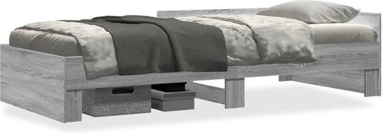 vidaXL Bedframe - Hout - Grijs Sonoma - 100x200 cm