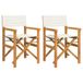 VidaXL Regisseursstoelen, 2 stuks, massief teakhout, crèmekleurig