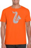 Bellatio Decorations Shoppartners Bv Zilveren saxofoon t-shirt oranje voor heren S