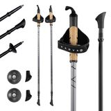 KADVA ARUKU Nordic Walking stokken in zwart, verstelbare maat 83-135 cm Twist Lock-systeem voor stabiliteit en veiligheid, trillingsreductie met antishock systeemweerstand