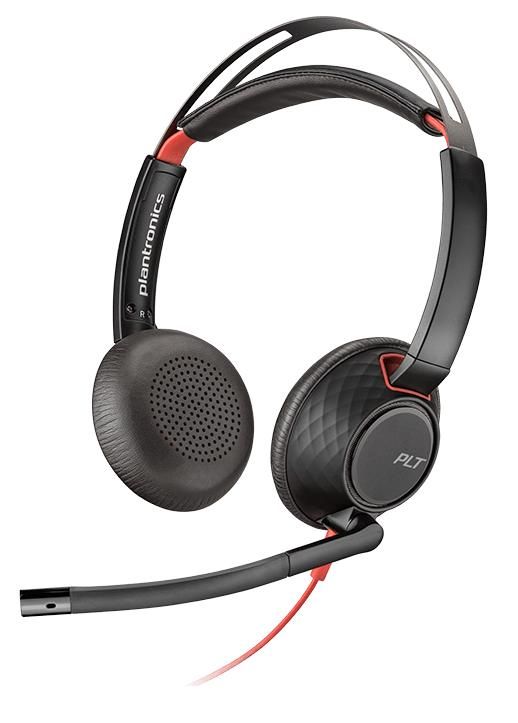 Plantronics Blackwire 5220 - Headset - USB, 3.5mm - Noise Cancelling - Zwart/Rood