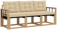 vidaXL - Acacia Hout Bank Loungeset - Wit en Beige - 3 Zitplekken