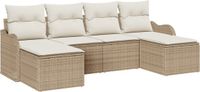 vidaXL Tuinbank Set Beige en Wit Polyrotan