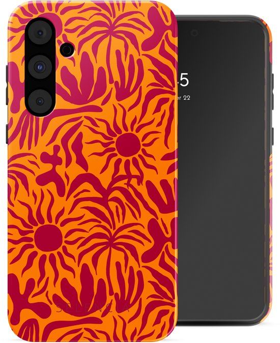Selencia Hoesje - Geschikt voor Samsung Galaxy A55 (5G) - Backcover - Tropical Vibes Apricot