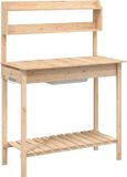vidaXL Oppottafel met spoelbak 147,5x44x139,5 cm massief vurenhout