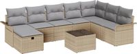 vidaXL - Tuinbank - Set - 2 zitplekken - Polyrattan - Beige/ Lichtgrijs