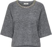 JDY Jacqueline de Yong Trui Jdyalva Life 3/4 Embellish Pull Knt 15368681 Dark Grey Melan/w. Gold Em Dames Maat - XL
