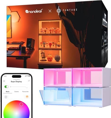 Nanoleaf Smart LED Schoenendozen Sneaker Display Case, Stapelbare Schoenopslag Organisatoren, Collectie Krat, Figuren & Collectibles Showcase (4-Pack Starter Kit)