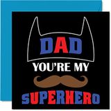 Superheld verjaardagskaarten voor papa - Super Dad - Super Hero Happy Birthday Card voor papa van zoon dochter, vader verjaardagscadeaus, 145 mm x 145 mm Vaderdag wenskaarten cadeau voor papa papa