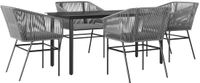 vidaXL 5-delige Tuinset met Kussens Poly Rattan Glas Grijs