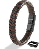 SERASAR Premium Echt Leren Armband voor Heren [Steady] Bruin, 20 cm, Magnetische Sluiting van Roestvrij Staal, Inclusief geschenkdoos