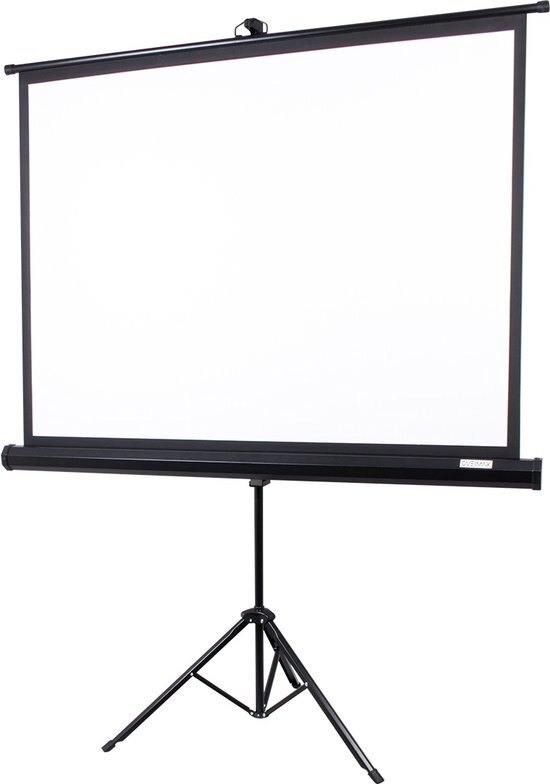 Overmax Tripod screen 60”Projectiescherm op 60-inch statief, 116 x 87 cm, driepoot standaard, hoogteverstelling van statief en scherm, automatisch geveerd opvouwbare scherm, wit, wit canvas