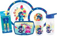 FUN HOUSE Serviesset - STITCH AND ANGEL - 6-delig - Kunststof - Blauw - Ja, Magnetronbestendig - Ja, Vaatwasserbestendig