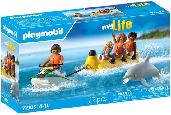 PLAYMOBIL Vakantie op het Strand | Bananenboot Tour | Speelgoed voor kinderen vanaf 4 jaar | Cadeau voor kinderen | Waterpret met Figuren & Jet Ski | 71905