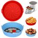 Alyvisun Air Fryer Silicone Pot, 2 Stuks Airfryer Pan Liners Herbruikbare Heteluchtfriteuse Mand Rond Tray Rack Accessoires Basket voor Air Fryers, Magnetron, Oven (Rood + Luchtblauw)
