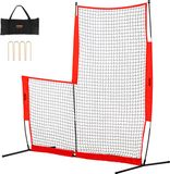 VEVOR L-type voor Slagkooi 240 x 106 x 214 cm Honkbal- en Softbal Veiligheidsparaplu Lichaamsbescherming Draagbare Slagparaplu met Draagtas en Grondpalen, Buitenhonkbal Pitching Net Rood