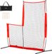 VEVOR L-type voor Slagkooi 240 x 106 x 214 cm Honkbal- en Softbal Veiligheidsparaplu Lichaamsbescherming Draagbare Slagparaplu met Draagtas en Grondpalen, Buitenhonkbal Pitching Net Rood
