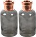 Countryfield Bloemenvaas Firm Bottle - 2x - transparant grijs/koper - glas - D10 x H21 cm