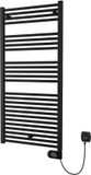 Plieger Elba Radiateur sèche-serviettes électrique – Chauffe-serviettes – Avec thermostat à horloge – 126,2 cm x 60 cm – 700 Watt – Noir mat