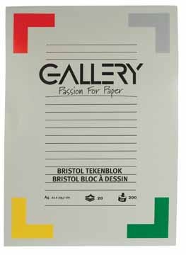 Gallery tekenblok 200 g/m² Bristol 20 blad ft 21 x 29 7 cm A4