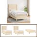 vidaXL Lit plateforme avec matelas, cuir artificiel, couleur crème, 90x190 cm