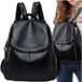 EDIBAZZAR Sac à dos élégant en cuir pour femme, grand, style rétro, noir