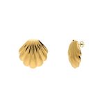 Lucardi Dames Stainless steel goldplated oorknoppen schelp