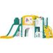 Ensemble de toboggan 7-en-1 pour tout-petits, panier de basket, design grenouille, structure d'escalade, balançoire, intérieur et extérieur, jaune+vert
