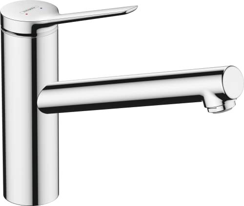 Hansgrohe Lage druk keukenkraan Zesis M33, kraan keuken met uitloop hoogte 150 mm, voor open boiler, draaibaar, 1 straalsoort, chroom