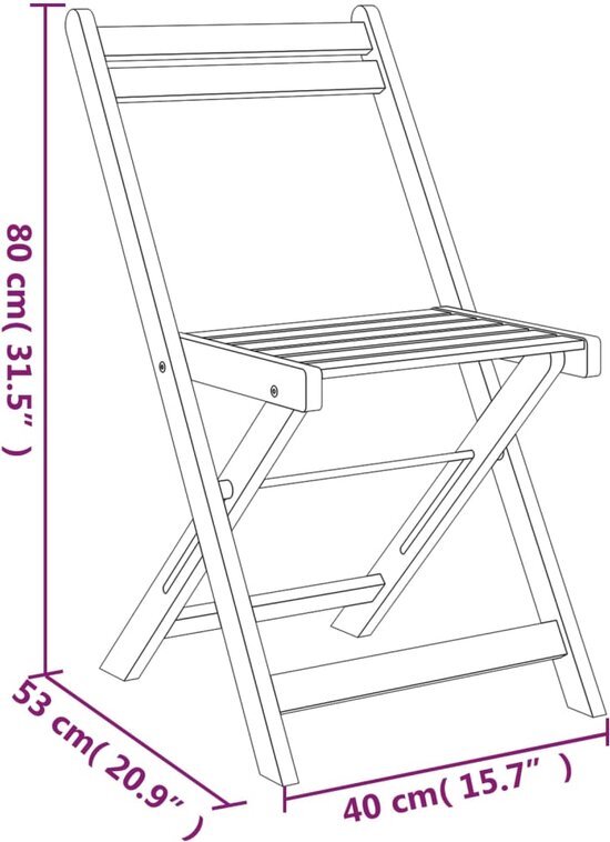 vidaXL 3-delige Bistroset inklapbaar massief acaciahout