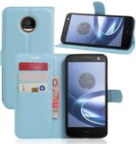 Aml Lychee cover wallet case hoesje Motorola Moto Z blauw