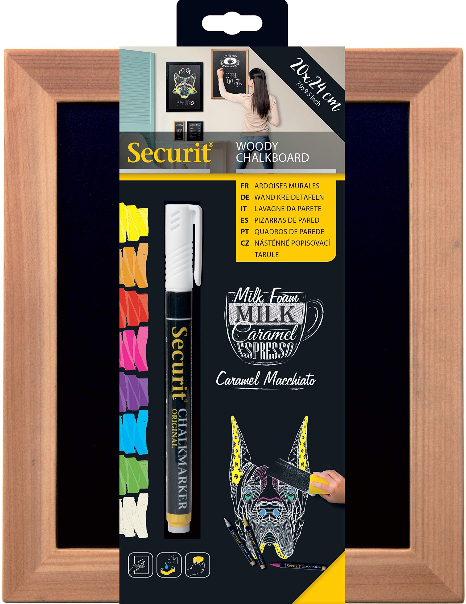Securit houten krijtbord met krijtstift - gelakt zwart
