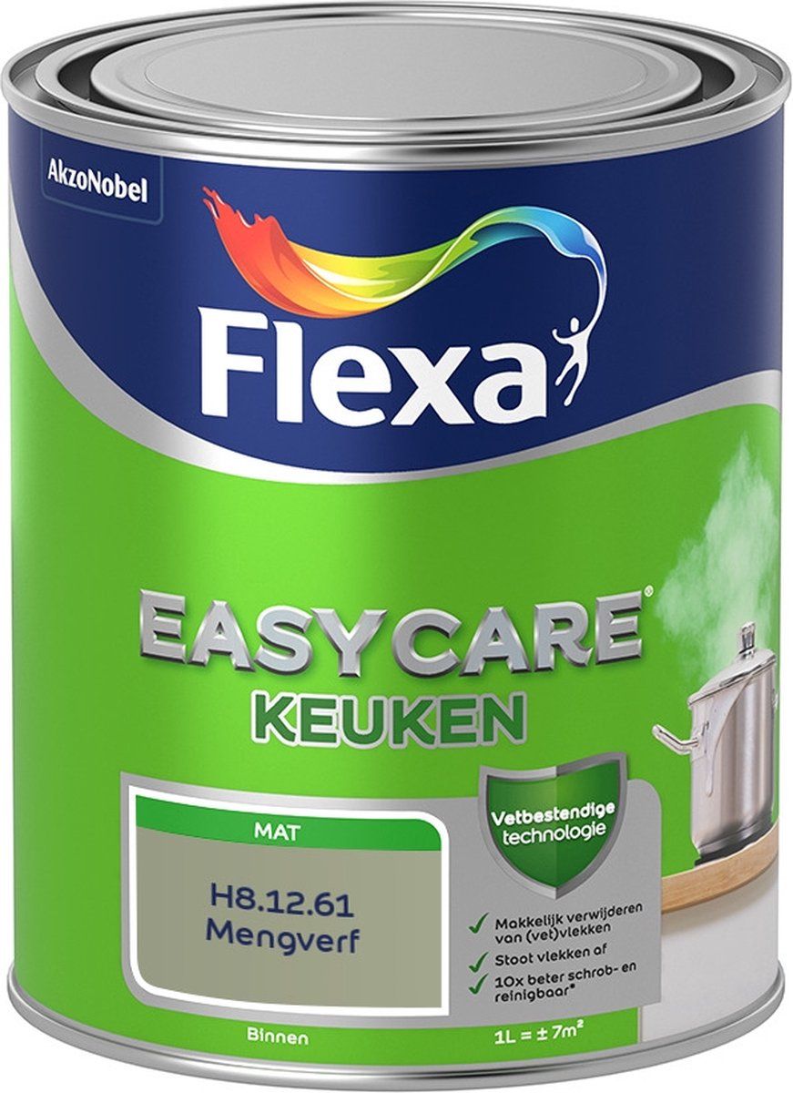FLEXA Easycare Muurverf - Keuken - Mat - Mengkleur - H8.12.61 - 1 liter - 8711113211697