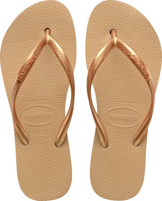 Havaianas Slim Flatform Dames Slippers - Goud - Maat 33/34