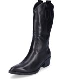 Tamaris - Dames - Enkellaarzen - Leer - Zwart - Maat 37